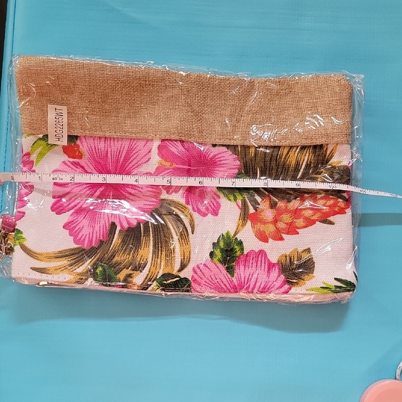 Floral Canvas Clutch with Tan Accent - Picture 4 of 4